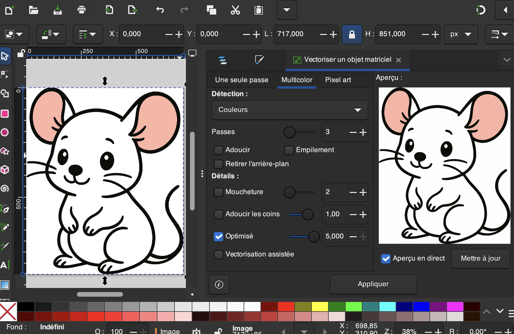 Interface de vectorisation des images matricielles