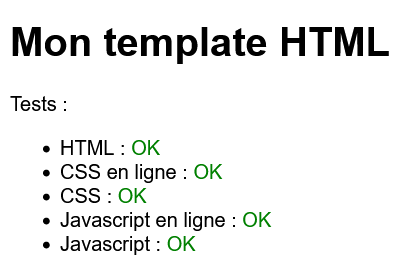 Visuel du template HTML